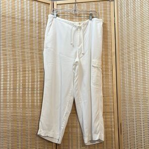 Kate Hill Baggy Cropped White Cargo Pants 14